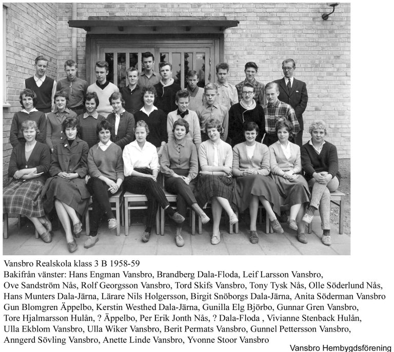 Vansbro Realskola klass 3 B 1958-59