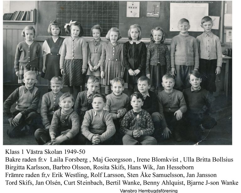Klass 1 Västra Skolan 1949-50